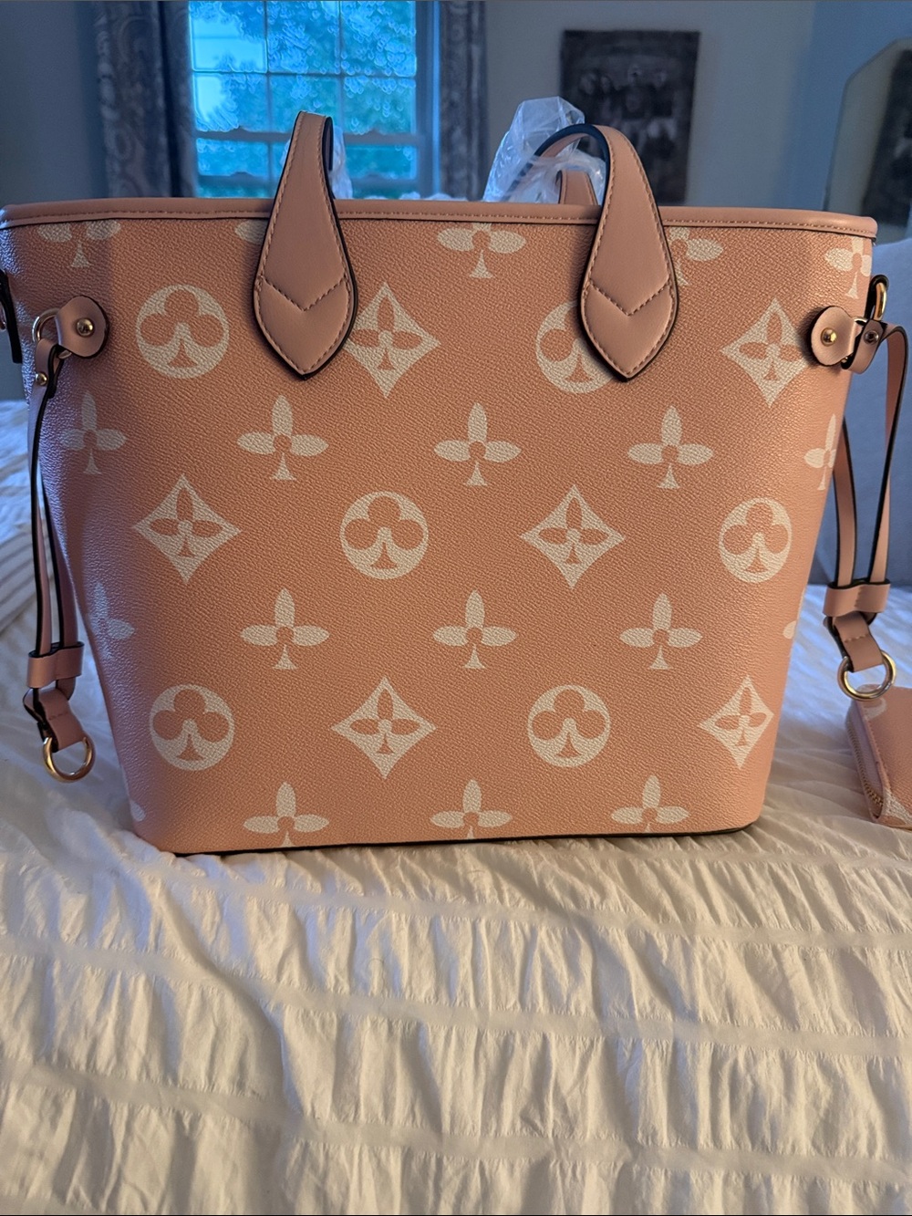 Blush Pink Monogram Tote with Cream Accents